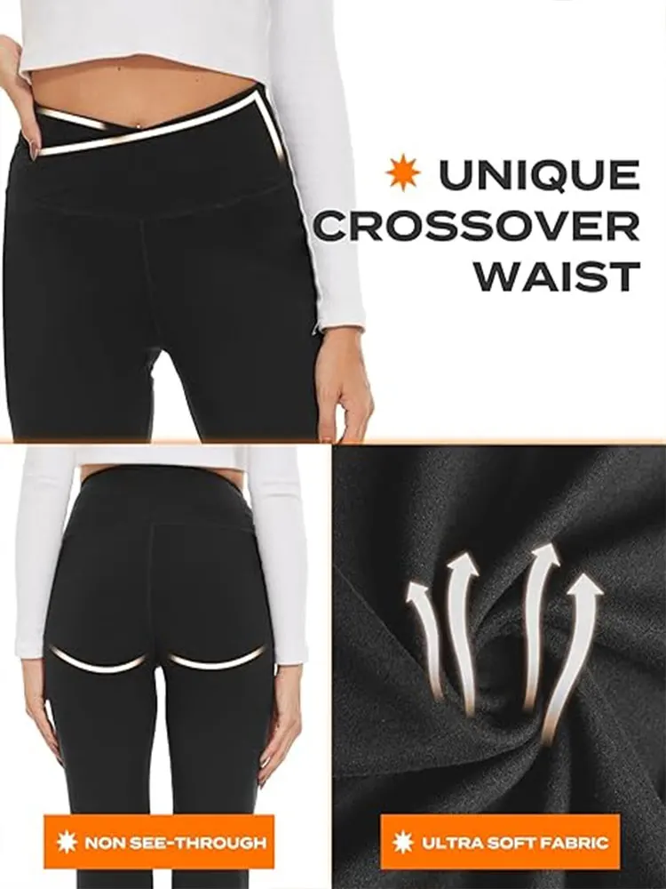 กางเกงขายาวทรงบานเอวสูงแบบครอสโอเวอร์สำหรับฤดูร้อน ให้ความรู้สึกเหมือนไม่ได้ใส่ ช่วยยกกระชับสะโพก ทรงบูทคัท กระชับสัดส่วน กางเกงกีฬา ยีนส์