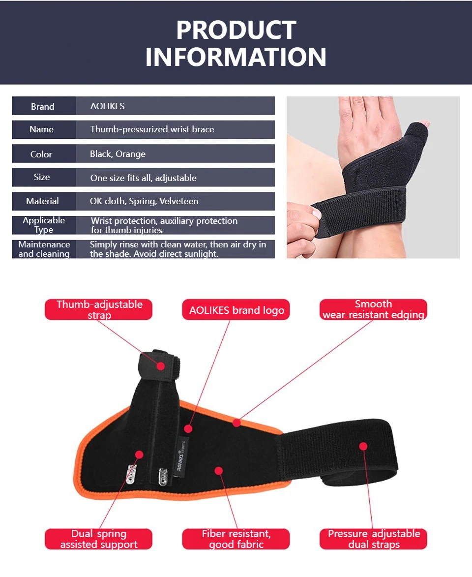 Aolikes 1 Stück Handgelenks tütze Daumens tütze, Handgelenks tütze Daumen Spica Schiene, Handgelenk/Hände/Daumen Stabilisator gegen Verstauchungen, Arthritis – Detail 5