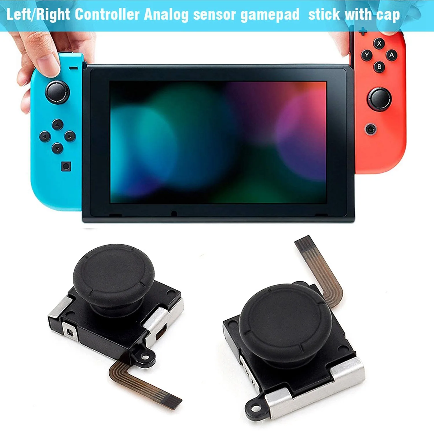 2-Pack Joycon Joystick 3D Analog Thumb Stick Replacement Kit for Nintendo Switch Include Screwdrivers Thumb Stick Caps
