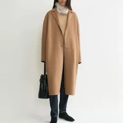 TT@ Cocoon Shaped Woolen Coat, Classic, Simple, Versatile, Double-sided, Medium To Long Jacket, 2024 Autumn/winter LUXURY