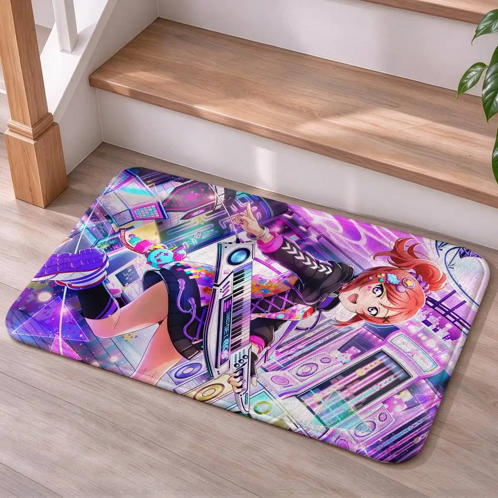 Love-Live M-Maki Muse Group Short Plush Bathroom Door Mat, Hallway Decor Rug, Home Entry Welcome Floor Mat