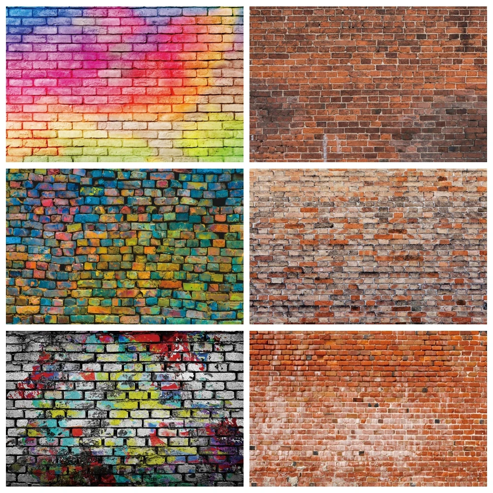 Rustikale Vintage Backstein mauer Fotografie Hintergrund Retro bunte rote schwarze alles Gute zum Geburtstag Party Baby Dusche Fototermin Hintergrund