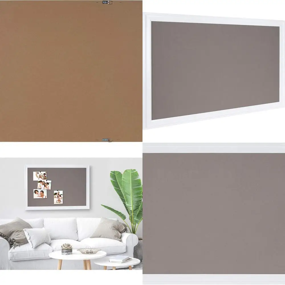 Gray Fabric Pinboard, 27.5x43.5, Linen Wall Bulletin Board, Ready to Use