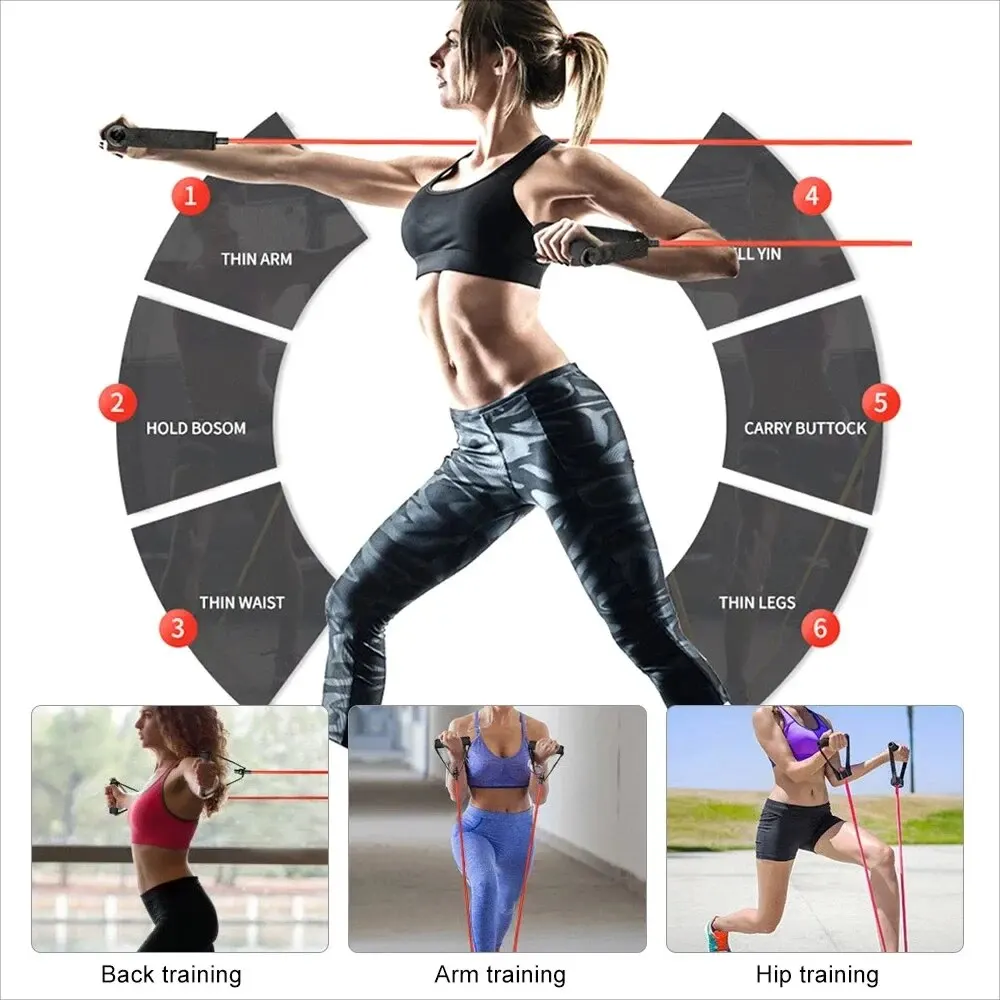 11pcs/Set Pull Rope, Resistance Bands, Portable Fitness Equipment, Ankle Strap, Chest Expander, Elastic Exercise Band