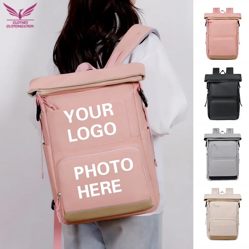 

Anti-Theft Man Laptop Backpack custom logo Outdoor Travel Rolled Top Backpack print Name woman backpack DIY photo