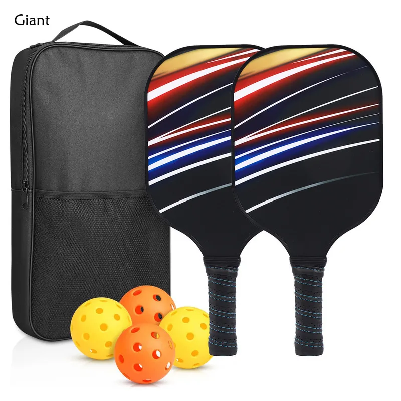 Carbon Fiber Set 2 Rackets 4 Balls 1 Pack Carbon Fiber Aramid Pickleball Paddles PP Honeycomb UV Printed Racket Set