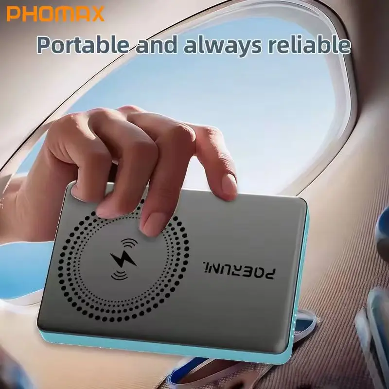 

PHOMAX 2025 New 10000mAh Magnetic Power Bank Large Capacity Wireless Super Fast Charging for IPhine huawei