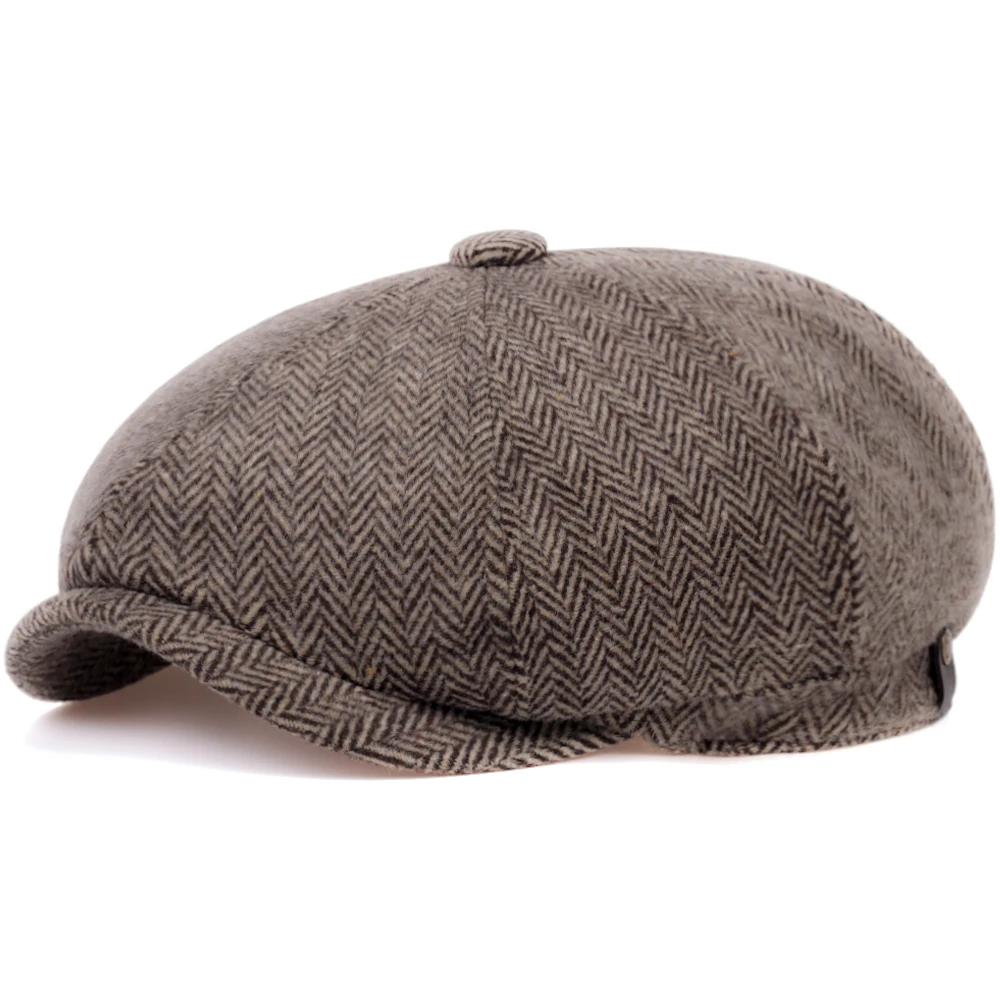 Winter-Flatcap aus Wolle, Vintage Achteckmütze, Herren Cabbie-Mütze, Ivy-Ohrenmütze, Irische Jagdmütze mit Ohrenklappen, Herren Newsboy-Mütze – Detail 2
