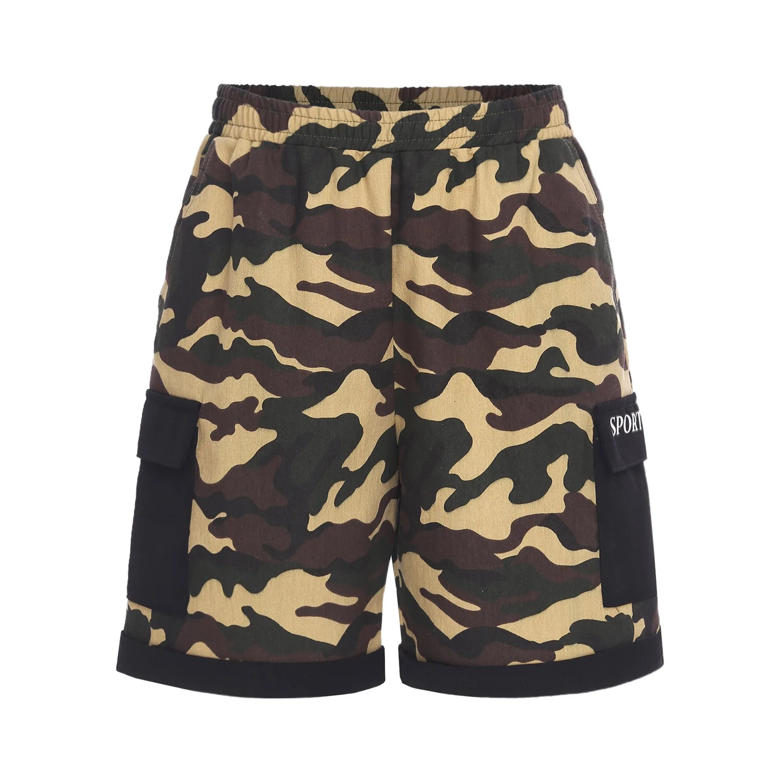 

Kids Boys Fashion Camouflage Print Shorts Elastic Waistband Functional Pockets Workout Sports Shorts Daily Casual Short Pants