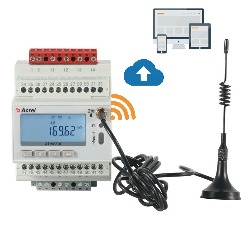 

Acrel ADW300 Support WIFI 4G Communication 3 Phase Mutli-Function Energy Meter for Energy Consumption Monitoring