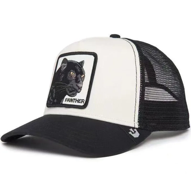 Animal baseball cap cartoon grid embroidery truck driver cap black panther rooster wolf duckbill cap