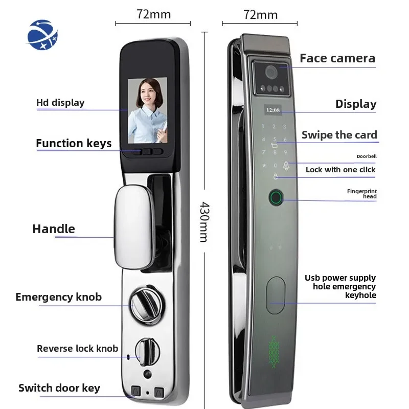 Smart Lock Use and Home Memory Card Smart Glass Door Aluminium Mechanical Keys TTLOCK Wireless Fingerprint Lock for Glass Doors