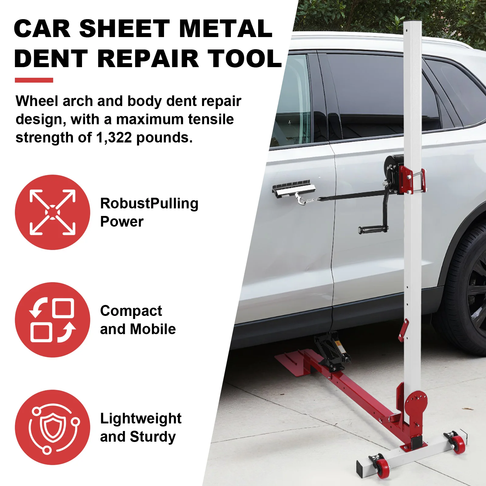 Car Dent Puller Tower Adjustable Sheet Metal Dent Pulling Kit 1322lbs Pulling Force Automobile Dent Remover with Nylon Casters