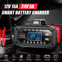 12V 15A Car Battery Charger 24V 5A Smart Battery Charger Repair Function  for Lead Acid  GEL AGM EFB CA Battery Big Lcd Display