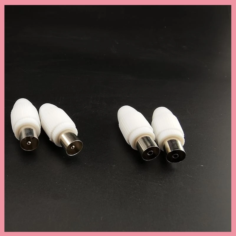 5/10pcs 75-5 Free Welding RF Television Male Female Connector Plug 9.5 TV RF Terminal Antenna Adapter White Colour B6