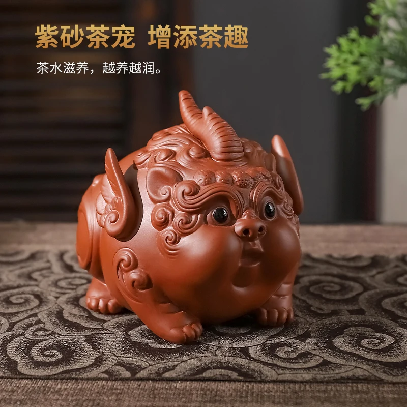 Gold-swallowing beast ceramic ornament Chinese-style Guochao living room desktop home decoration mascot opening gift