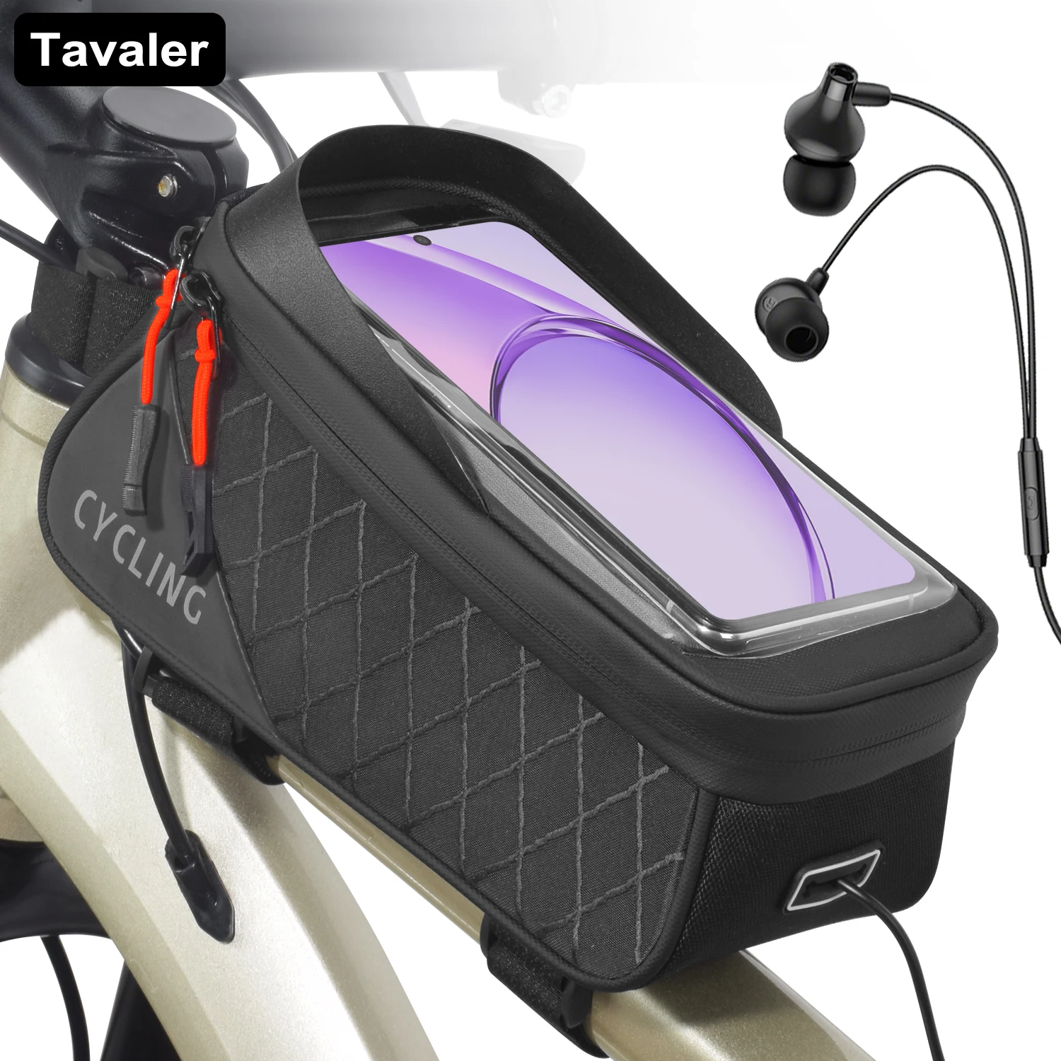 Neue Fahrradsatteltasche mit Touchscreen-Funktion, Dreifach Stabile Touchscreen-Fahrrad-Handyhalterung mit Kabelanschluss und Doppelreißverschluss