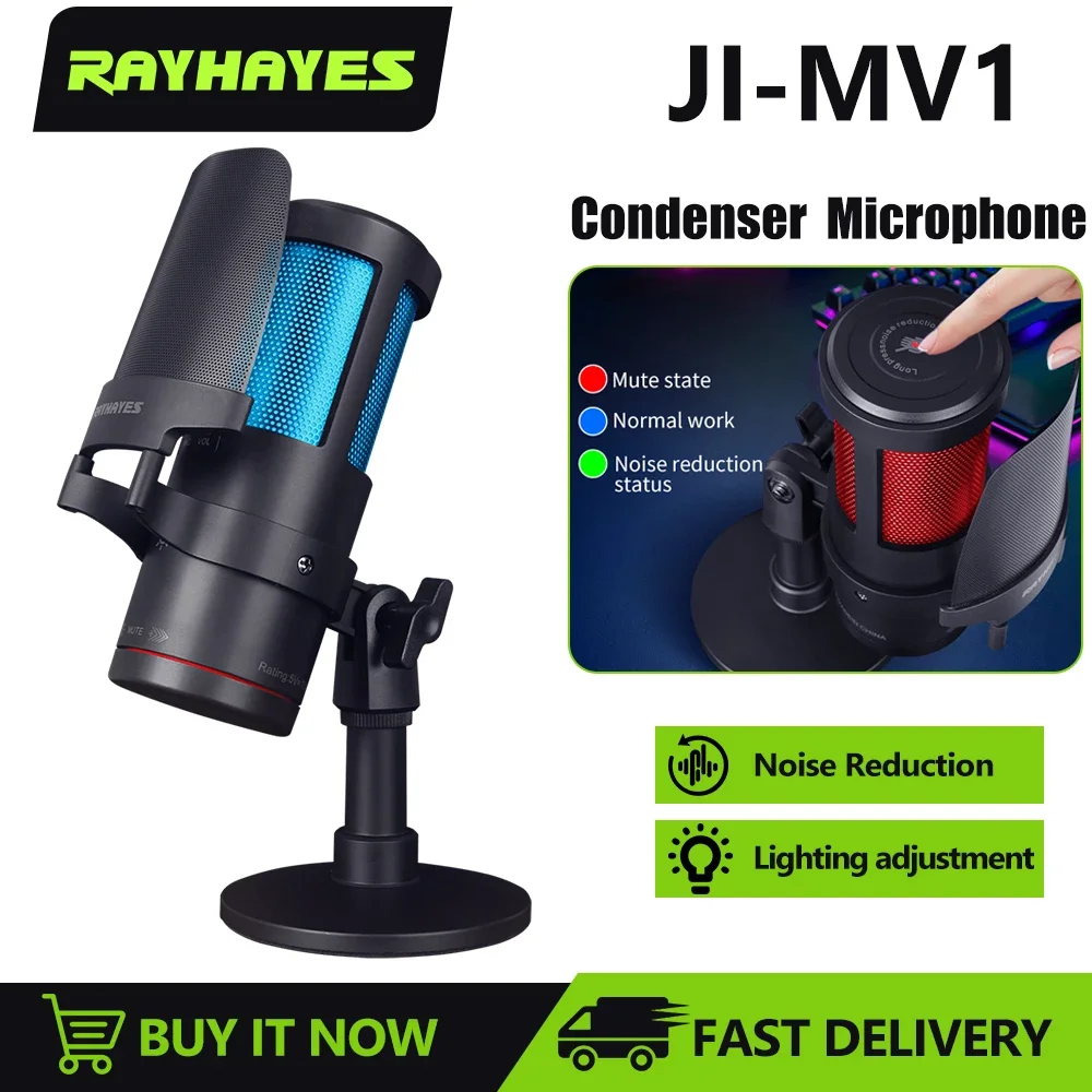 RAYHAYES JI-MV1 Professional Desktop USB Microphone High-fidelity Sound Quality with Explosion-proof Mesh