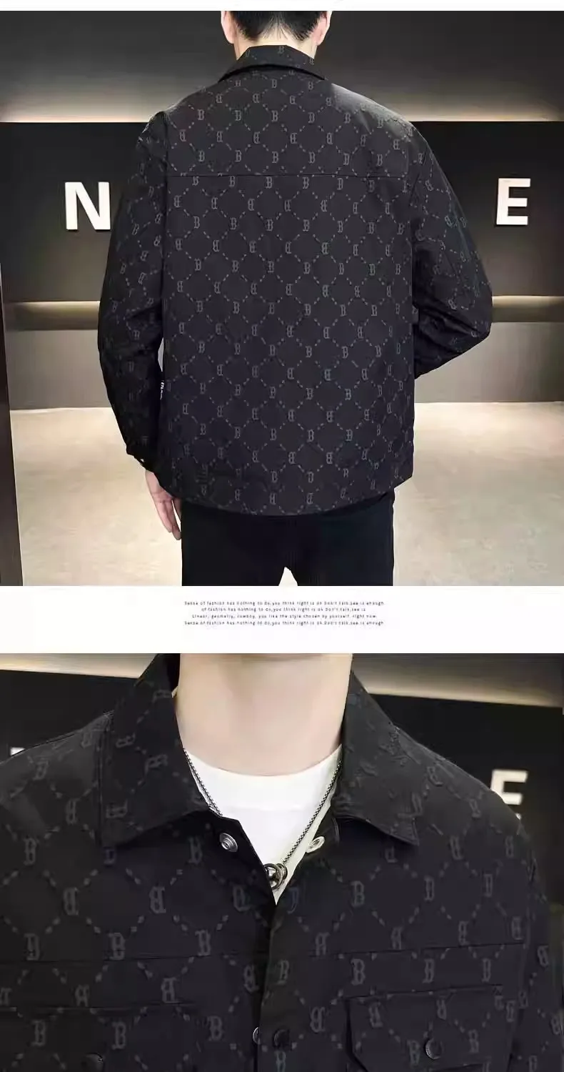 3XL Lente Herfst heren Jas Nieuwe Slim Fit Revers Gedrukt heren Korte Jas Knappe Mannen Mode Bovenkleding Mannen kleding