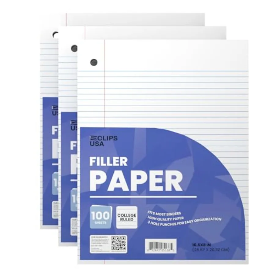 

Loose Leaf Paper College Ruled Notebook Paper College Ruled Lined Paper Writing Paper Filler 10.5" x 8" 00 Sheets 100 Sheets Pe