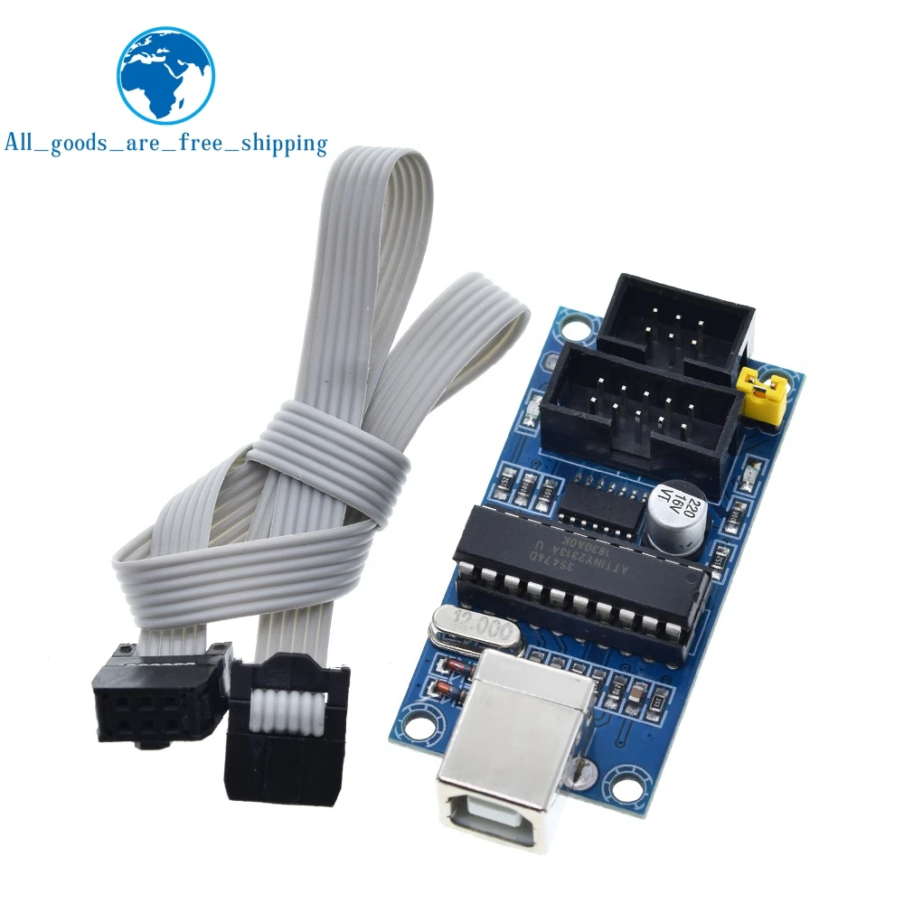 1/3Set USBTiny USBtinyISP AVR ISP مبرمج Bootloader لـ Arduino Meag2560 UNO R3 مع كابل برمجة 6pin