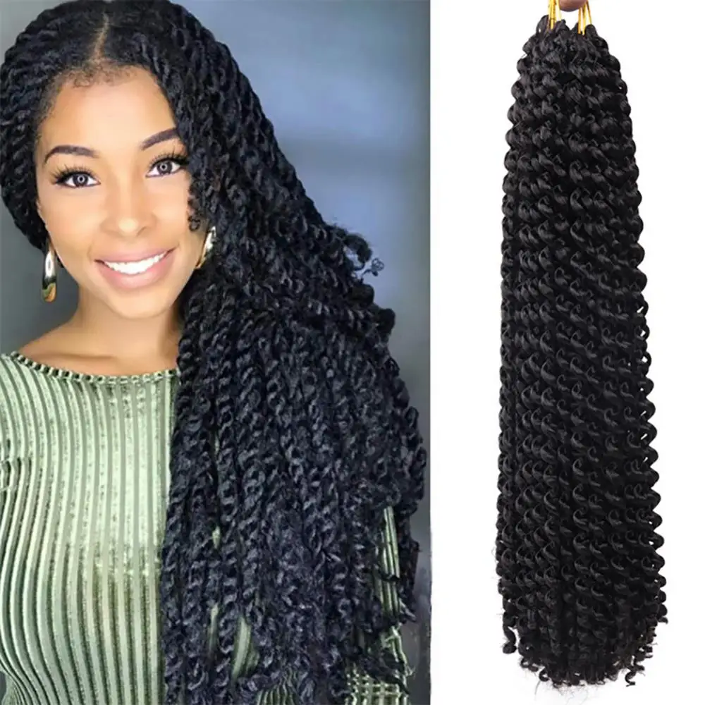 

45cm Twist Crochet Braids Water Wave Curly Wig Synthetic Hair Extension Passion Twist Hair Boho Yanky Spring Butterfly Style