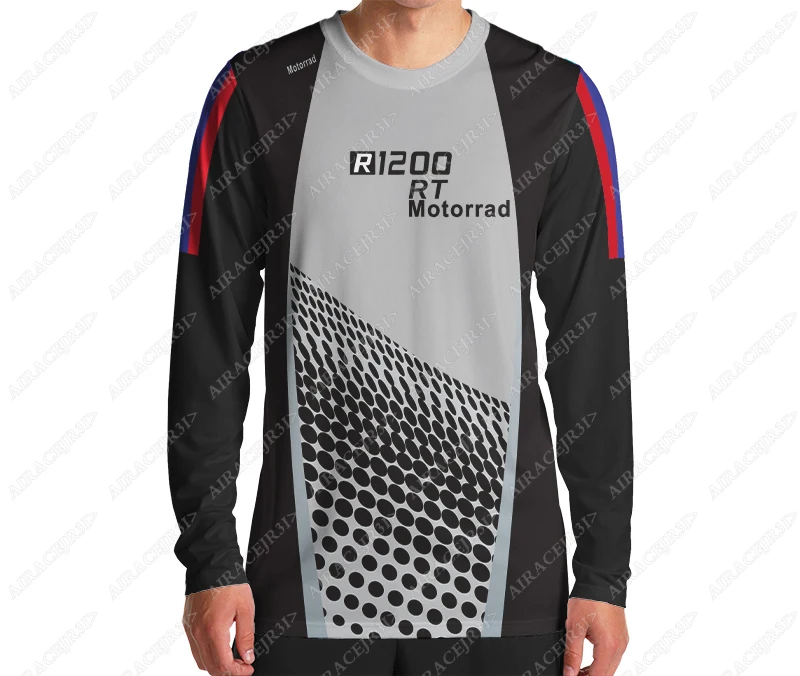 For BMW R1200 RT Summer Motorcycle Motorrad Superbike Racing Black Grey Long sleeve T-Shirt Men's Quick Dry Anti-UV Jerseys