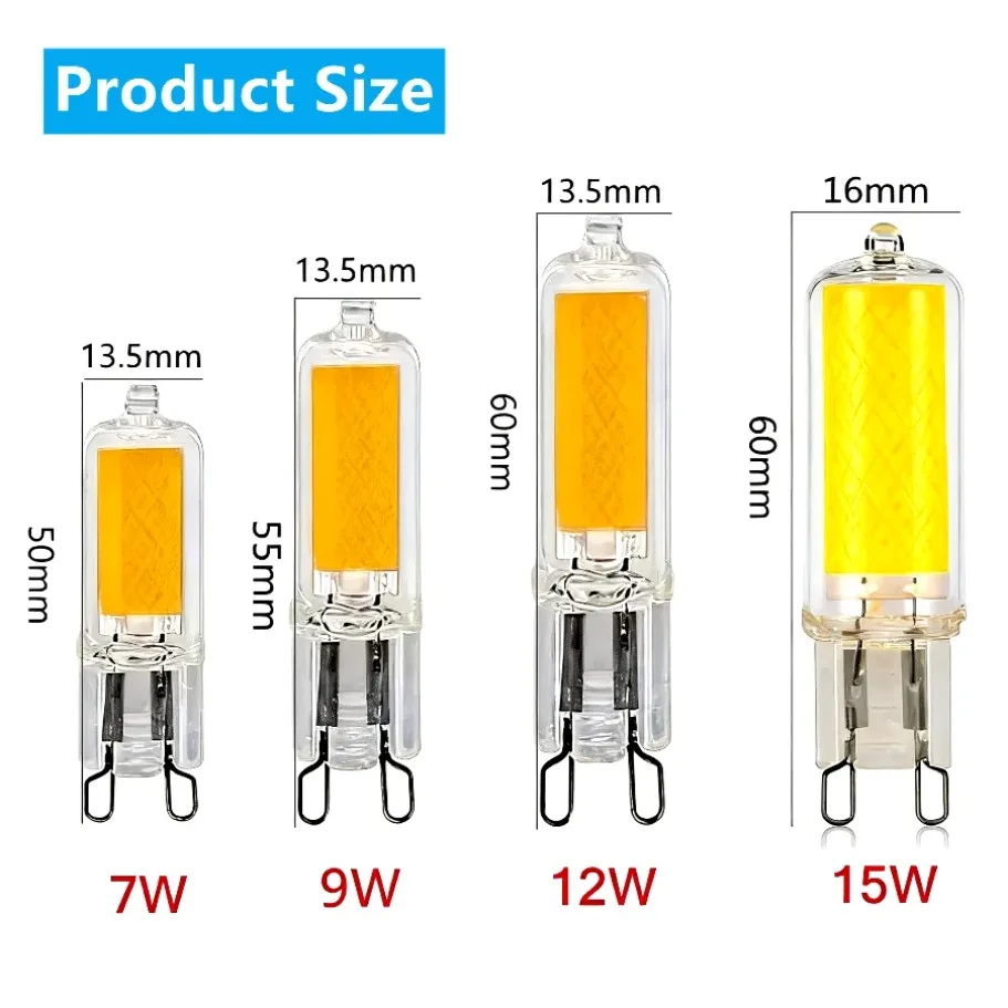 1/5/10Pcs G9 LED Bulb 7W 9W 12W 15W 110V 220V 3000K Warm White 6000K Cool White Halogen Lamp for Chandelier Home Lighting