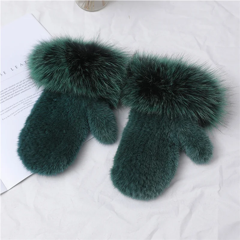 Women's Luxurious Plush Gloves For Winter Warmth, Mink Fur Woven Fox Fur Gloves, Soft Fluffy And Thickened High-end Gloves