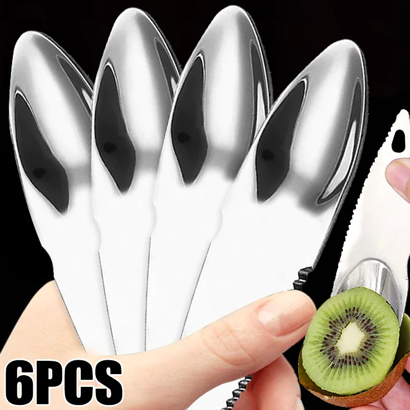 3/6Pcs Kiwi Fruit Spoons Fruit Peeler Cutter Pulp Separator Stainless Steel Knife Household Kitchen Vegetable Tool Kiwifruit Cut