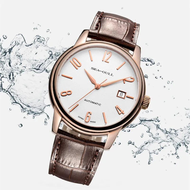 Seagull Men\'s Watch Business Automatic Mechanical Wristwatch Fashion Simple Belt Waterproof Man Watch reloj hombre 519.615