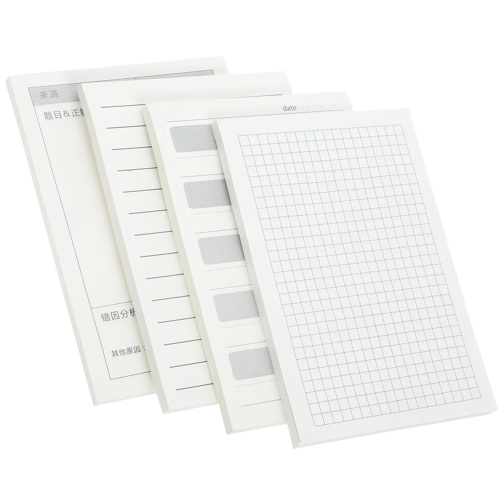 4 Pcs Student Review Convenient Tabs Grid Book Self Adhesive Memo Stickers White Bulk Pocket Memo Pads Practical