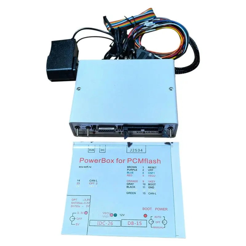

Программатор ЭБУ A30F-Power Box JTAG для прошивки PCM через J2534, с разъемами Power Box и полным комплектом адаптеров, вилка стандарта США