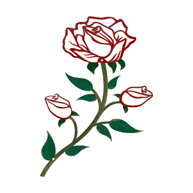 

LTT single and double rose color printing wrought iron wall art decoration creative home decoration pendant