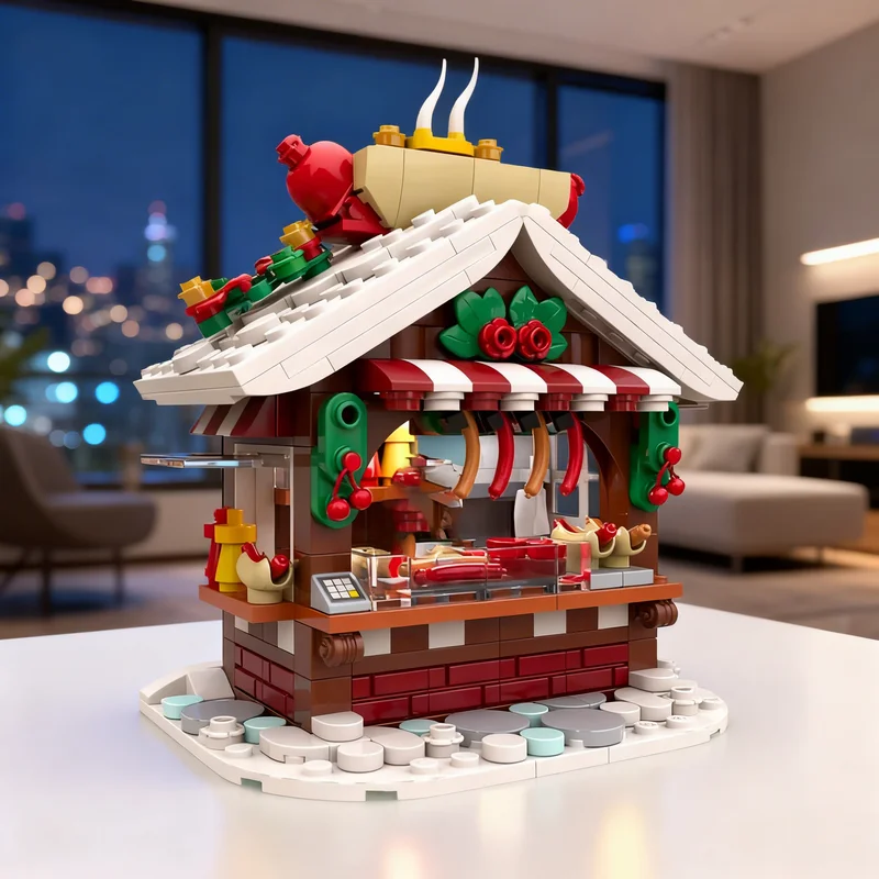 

398pcs MOC Hot Dog Stall Winter Village Seasonal Christmas Model Building Blocks Creative Gift DIY Display Decor Adult Premium