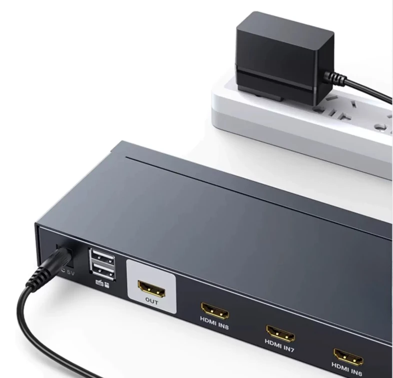 For MT-VIKI 8 Port HDMI KVM Switch 4K@30Hz 1U Rackmount 8x1 KVM Console Switch with 2-in-1 Cables