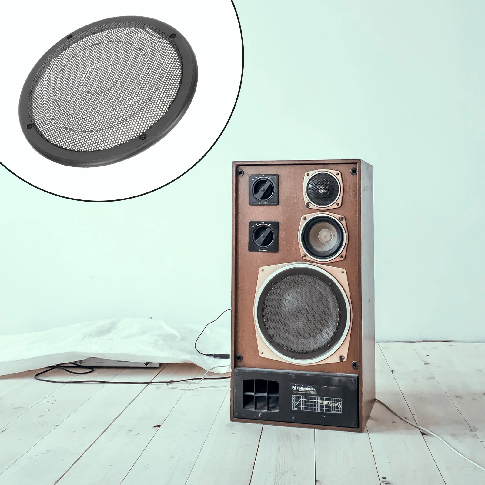

Car Subwoofer Mesh Cover Replacement Net for Speaker Decorative Circle Plastic Iron Black Protection
