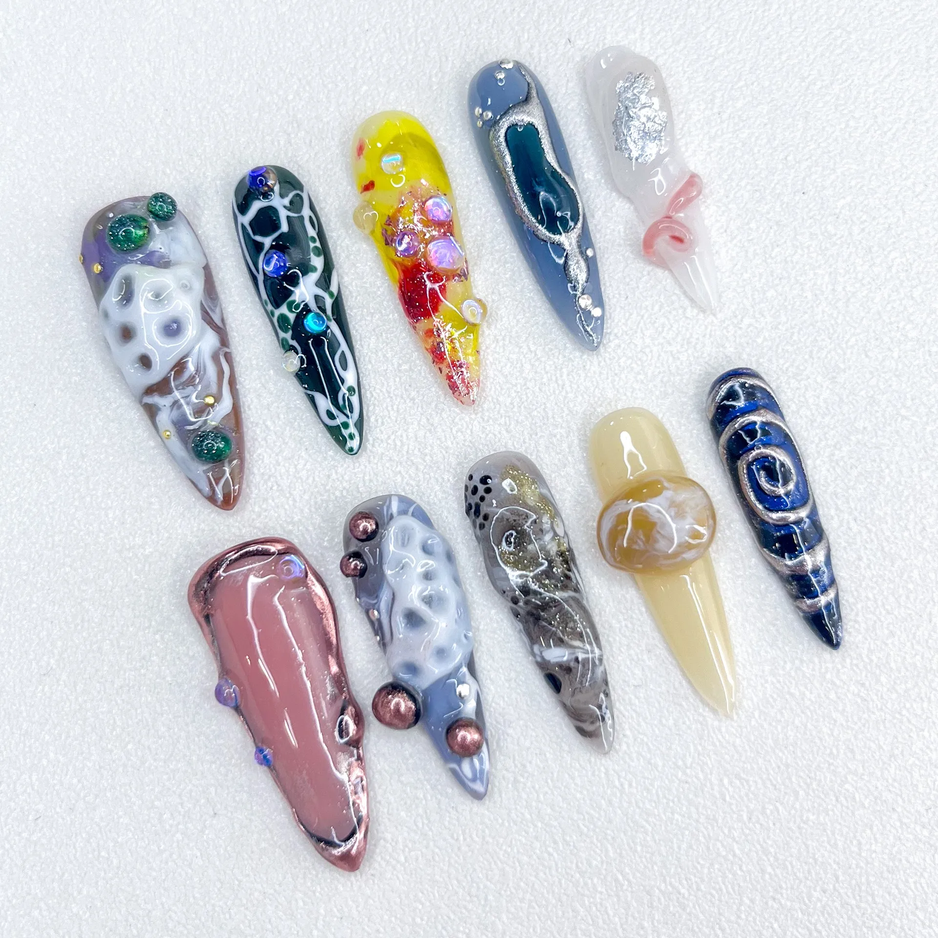 3D Fake Nail Patch Student Short Handmade Manicure Wearing Nail Short Press on Nails Long