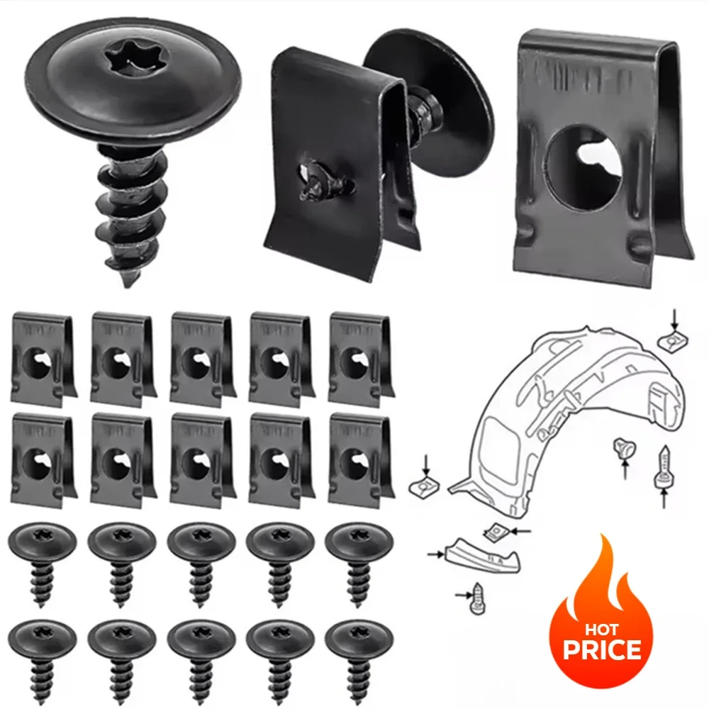

Набор саморезов для мотоциклов (20/40/60/100/200 шт.), U-образные проставки, металлические аксессуары для модификации авто, фурнитура