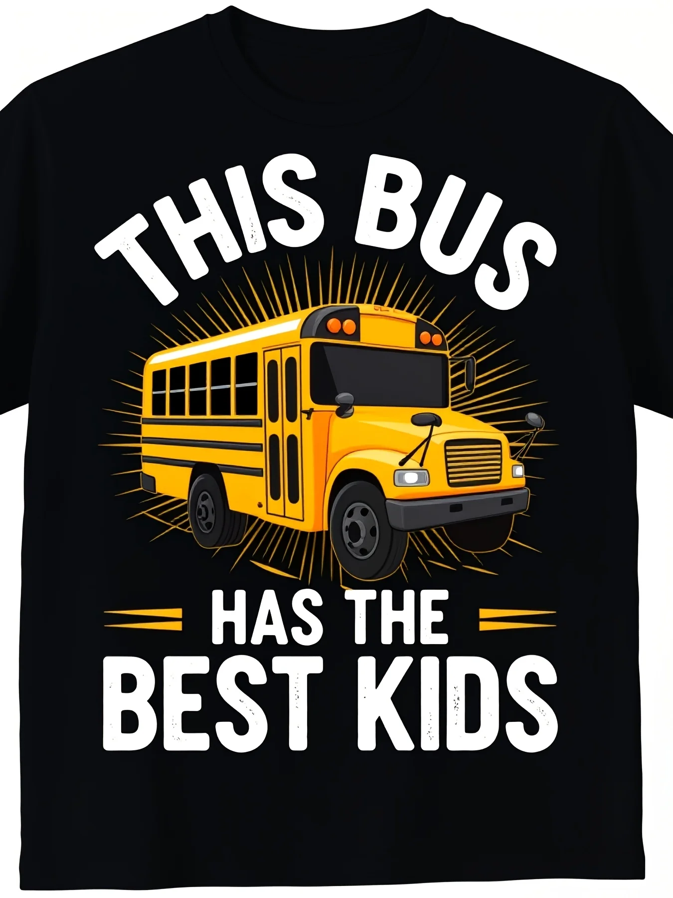 This Bus Has The Best School Bus Driver TShirt Vintage Crew Neck Slight Stretch Fabric Regular Fit AllSeason Perfect for Adults Featuring A Drawing Pattern2pure Breathable SweatwickiPlus Size Retro Casual Round Neck Printed T-shirt Unisex, PLUS SIZE