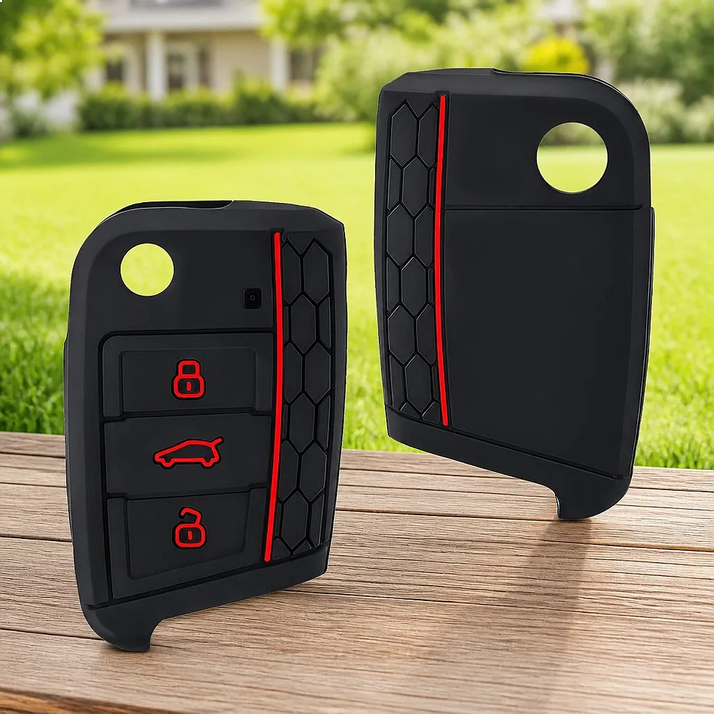 Car Key Case Silicone Cover for VW Golf 7 MK7 3 Buttons Flip Folding Remote Key Fob for Seat for Skoda Car Accessories