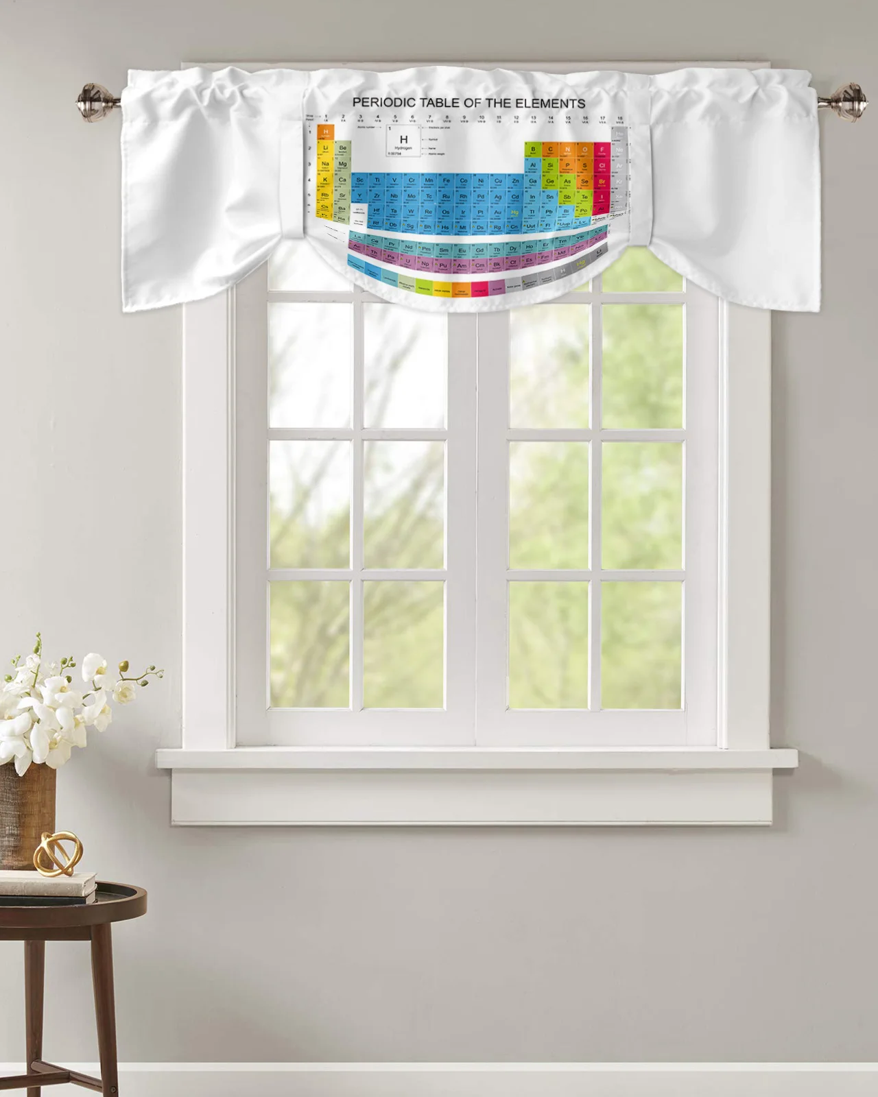 Periodic Table Of Elements Window Curtain Bedroom Roman Curtain Adjustable Tie Up Curtain for Small Window Rod Pocket