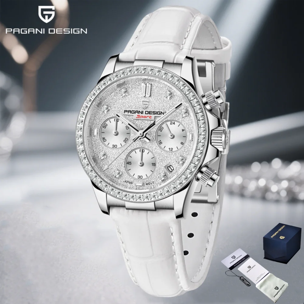 PAGANI DESIGN 2025 New Ladies Quartz Watches VD55 36mm Stainless Steel Sapphire Glass Leather Belt Watch for Women