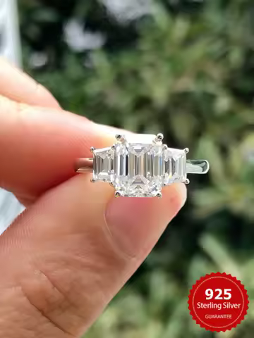 925 Sterling Silver Gorgeous Shiny Rectangle Zircon Ring For Women Engagement Wedding Romantic Luxury High Quality Fine Jewelry