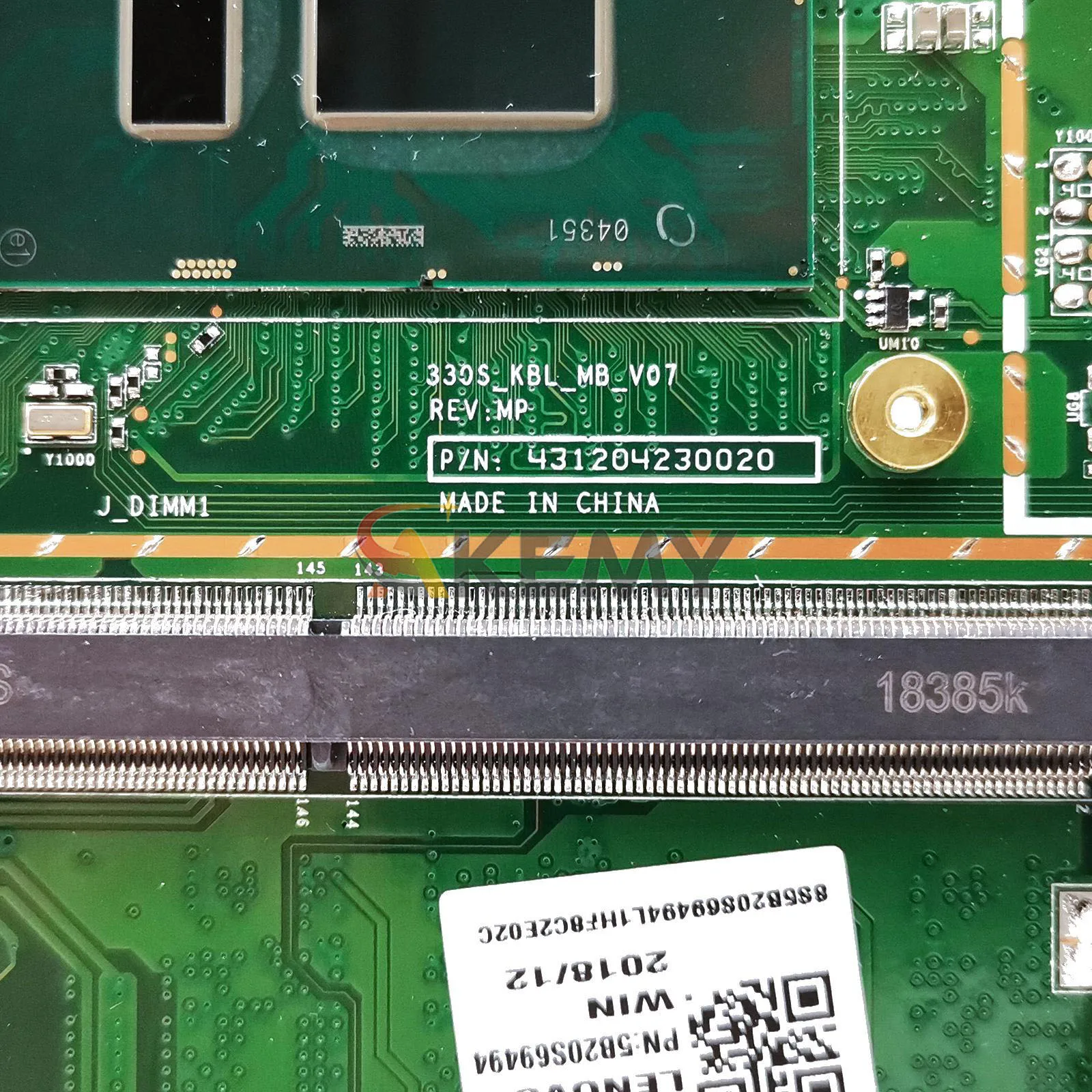 With I3 I5 I7 8th Gen CPU 4GB RAM 330S-14IKB Laptop Motherboard For Lenovo Ideapad 330S-14IKB 100% Fully Tested