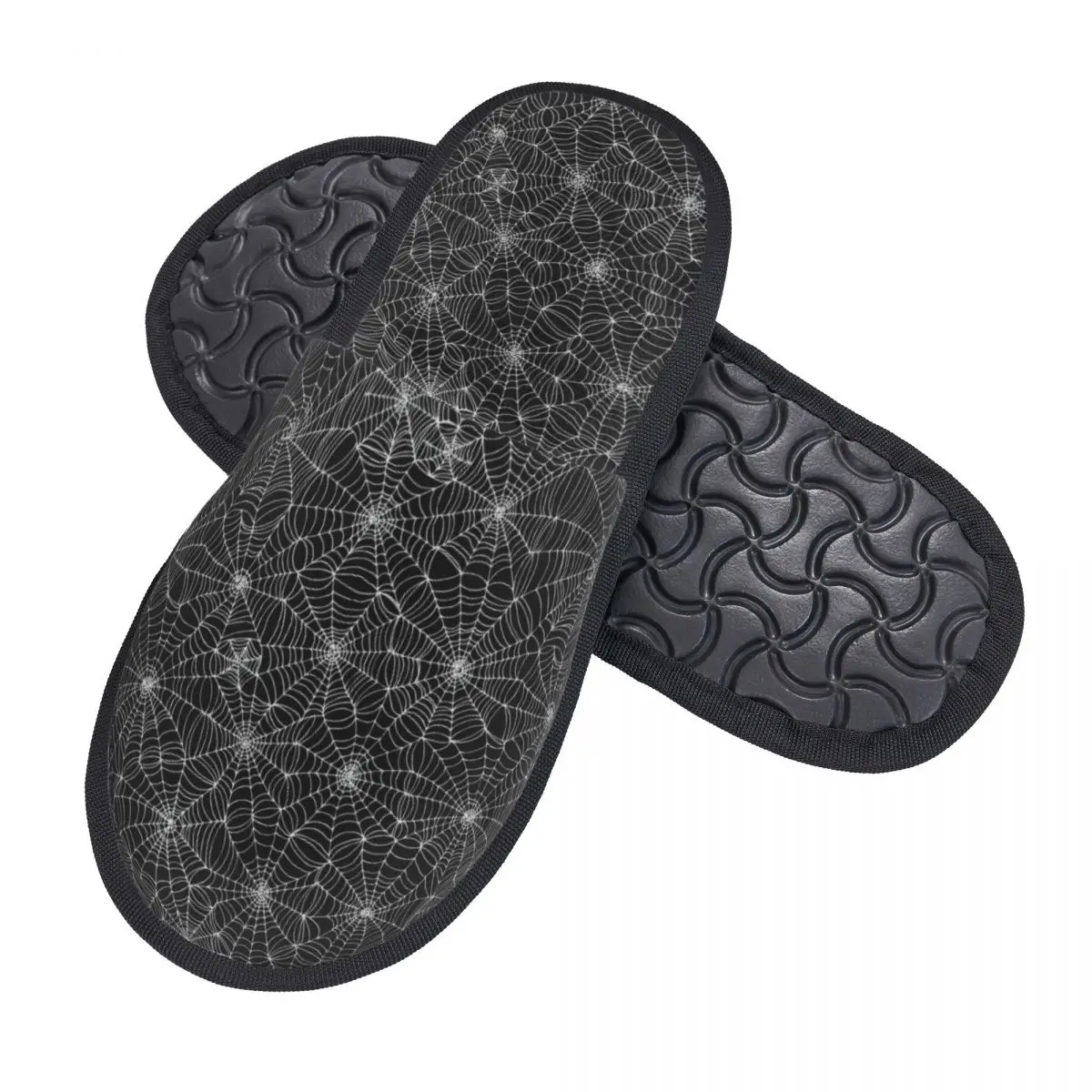 Custom Spider Web Pattern Soft Scuff Memory Foam Slippers Women Hotel House Shoes