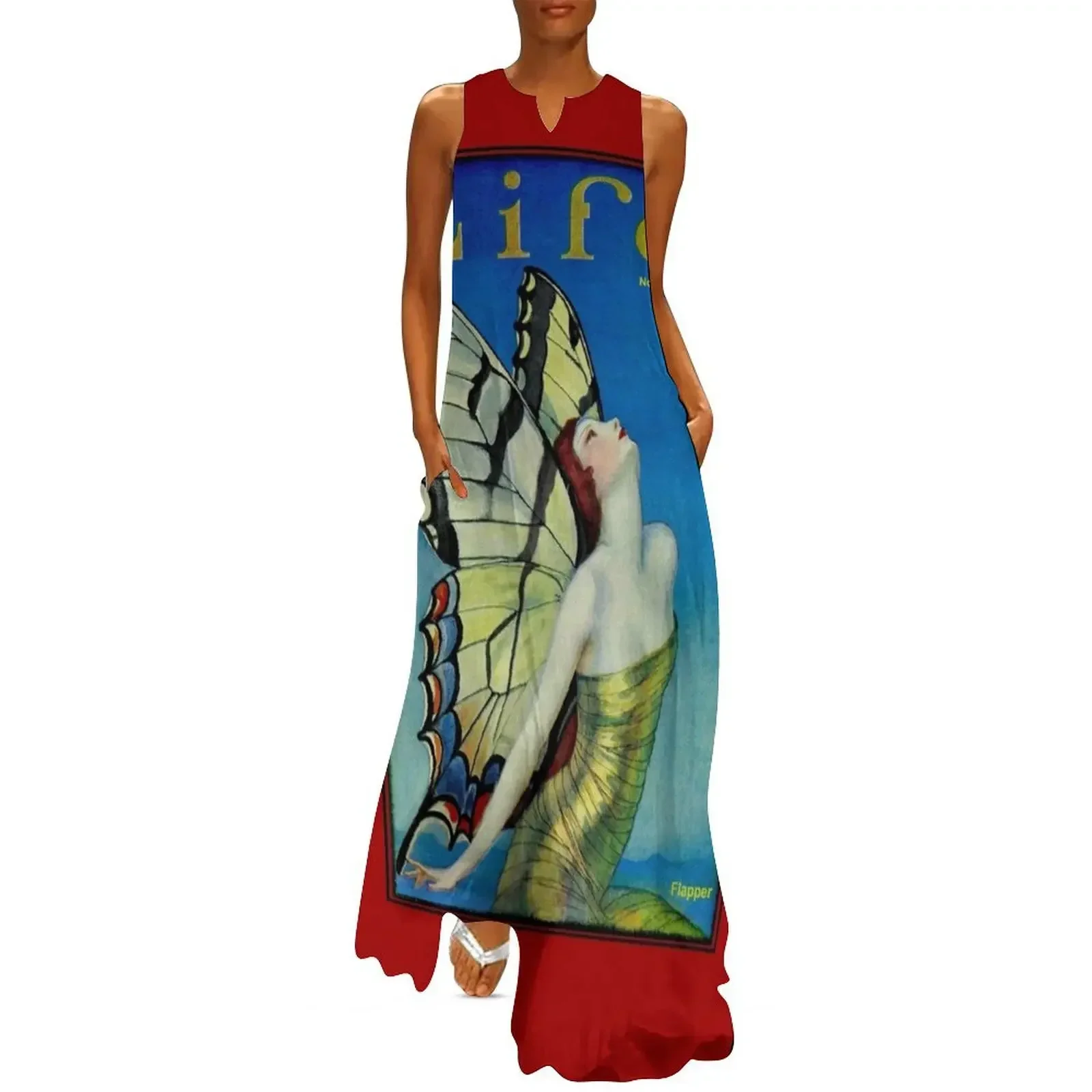

LIFE : Vintage 1923 Flapper Butterfly Print Long Dress Female dress Woman fashion women dresses Dress