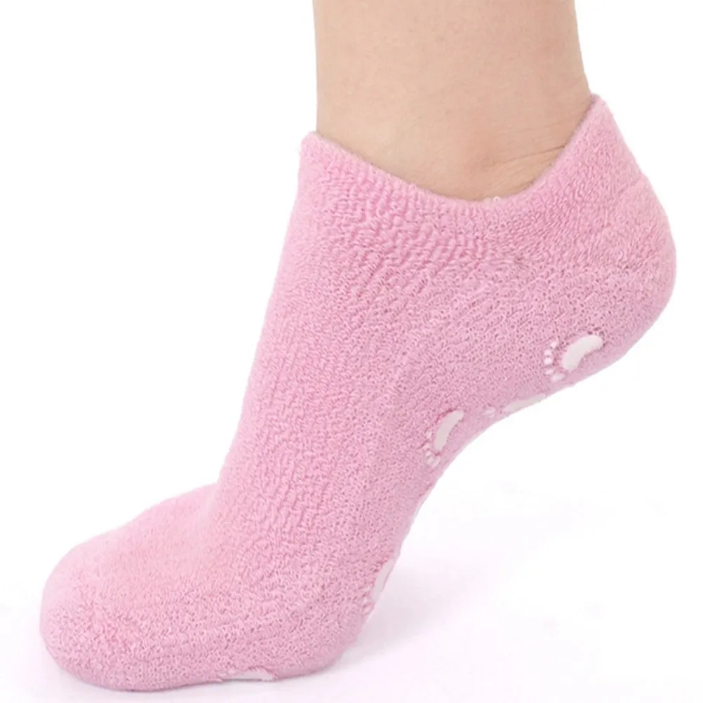 

2Pairs Spa Gel Socks Moisturizing Soften Cracked Skin Feet Care Exfoliating Dry Heel Pink Blue Jojoba Grape Olive Oils