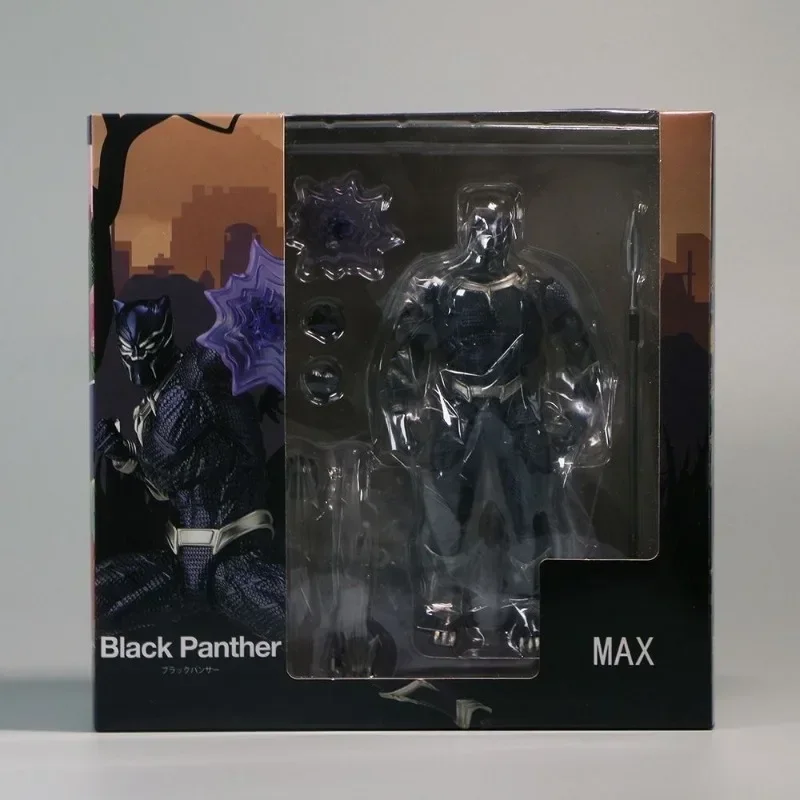 In Stock Amazing Yamaguchi Black Panther Anime Action Figure Model Kaiyodo Revoltech #030 Marvel T Challa Movable Figurine Toys