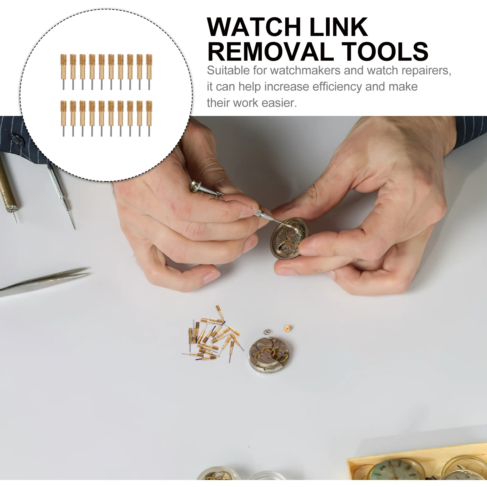 20 Pcs Watch Band Pin Tape Remover Watchband Link Removal Tools Kit Copper Repair